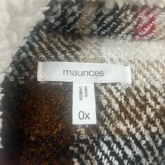 Maurice’s Plaid Flannel 0X Shacket Jacket Pockets Lagenlook Western Long Tall - Picture 9 of 13